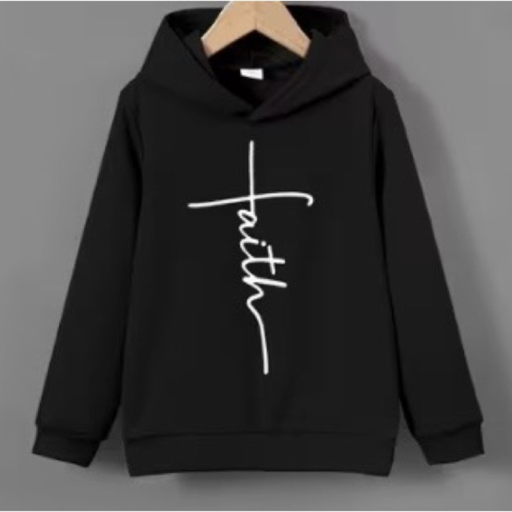 New Boys Black “Faith” Hoodie size 7/8